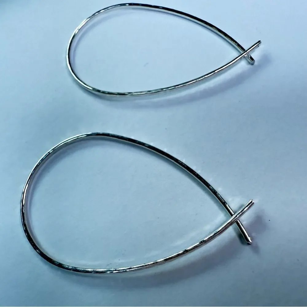 STERLING SILVER HAMMERED HOOP EARRINGS – WOMEN’S TEARDROP DESIGN